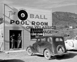 1939 Eight 8 Ball Pool Room Billiards Photo Poker Card Shop Tobacco Ca Roadside