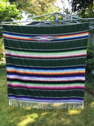 Vintage Saltillo Sarape Mexican Blanket Throw Rug