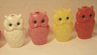 7 Vintage Blow Mold Plastic Owls Patio RV Camping Party Lights Halloween - VG 2