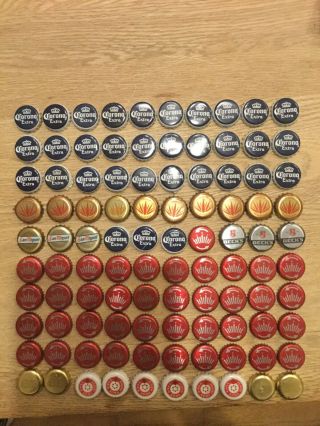 100 Mixed Beer Bottle Tops,  Crown Caps