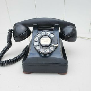 Vintage Bell System Western Electric F1 302 Rotary Desk Phone Black Metal Dial