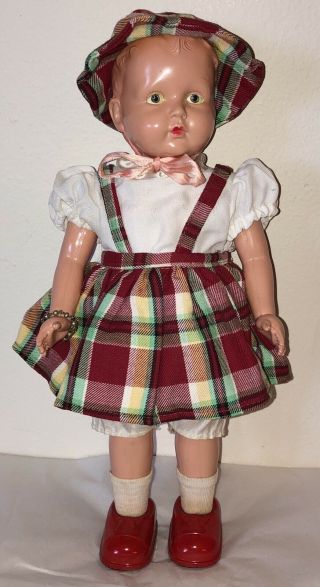 Vintage Key Wind - Up Doll Celluloid & Tin Metal Missing Key 13.  5 " Tall
