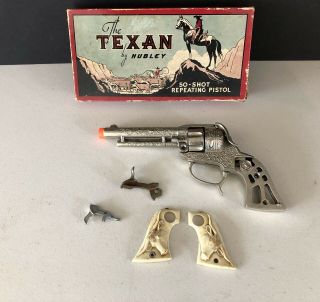 The Texan Hubley 50 Shot Repeater Toy Pistol Cap Gun Box,  Parts