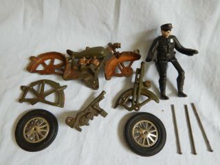 Antique Cast Iron Hubley? Motorcycle Toy & Driver 8 3/8 " L