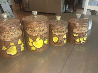 Vintage Canister 4 Piece Set Treasure Craft Made In Usa