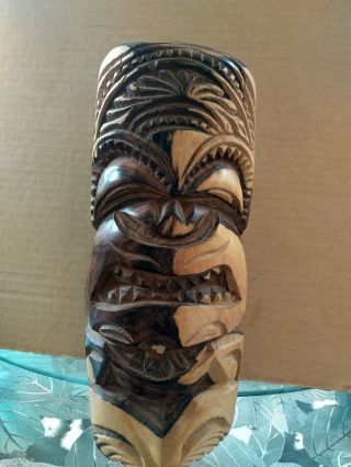 Polynesian Cultural Hawaiian Hand Carved Totem Pole Statue 2