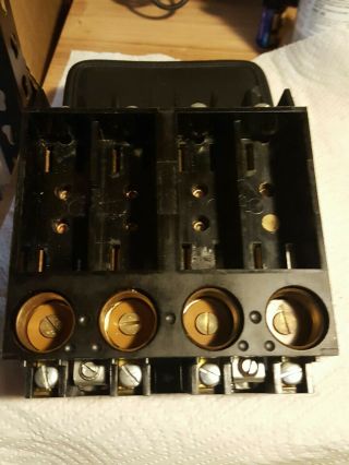 General Switch Dp - 4 Vintage Fuse Block 60 Amp W/ 4 Screw In Fuse Slots