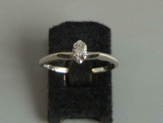 Vintage 1960 - 70s Ring 14k White Gold Diamond 1.  2 Grams Size 6