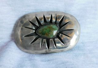 Vintage Silver Belt Buckle - Turquoise - Hand Made