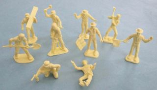 Vintage - Marx Construction Workers - Set Of 10 Figures - 1960 