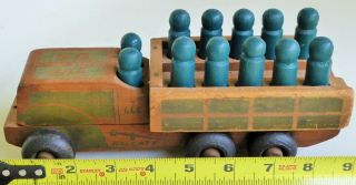 Vintage Holgate U.  S.  Army Truck Wooden Kit Pull Toy With Soldiers Model 666