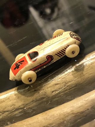 Vintage Biller Toy Tin Race Car No.  4 - 1950’s Made In Us Zone Germany