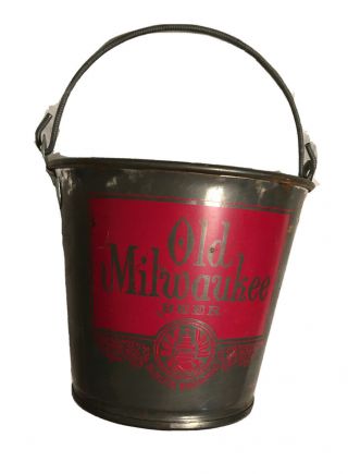 Vintage Old Milwaukee Beer Metal Ice Bucket Pail,  1982 Advertising Piece