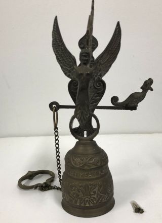 Vintage Bronze Monastery Bell Vocem Meam Audi Out Me Tangit 12.  5” W/ Hardware