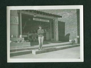 Vintage 1930s Photo Girl Shopping Bauer Pottery Sign Open Air Store Front 410181