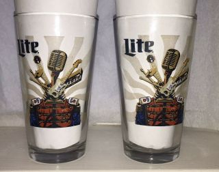 Set Of 2 Miller Lite Beer Glasses Eaux Claires Festival 2016 Sgt Pepper Inspired
