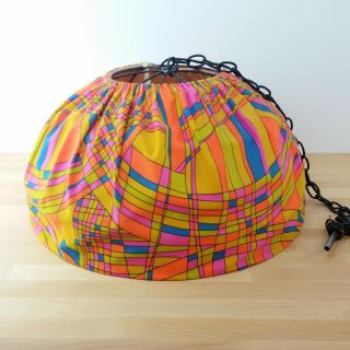 Vintage 1960s Psychedelic Fabric Swag Lamp Retro Hanging Lamp Shade