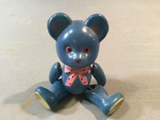Old Occupied Japan Celluloid Toy Strung Bear 4” Tall