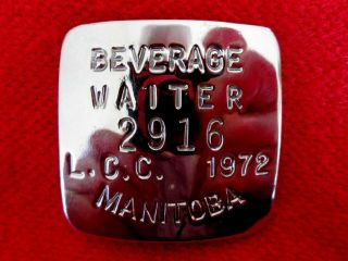 1972 Manitoba Beverage Waiter Badge 2916 Liquor Control Commission Msc8