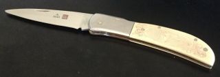 Vintage Al Mar Knife With Custom Engraving On Handle Seki Japan