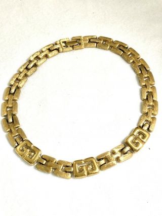 Vintage Givenchy Gold Tone Logo Necklace