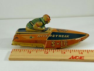 Vintage Riverstreak Hadson Speed Boat Friction Japan Tomiyama Etc° Tin Toy Litho