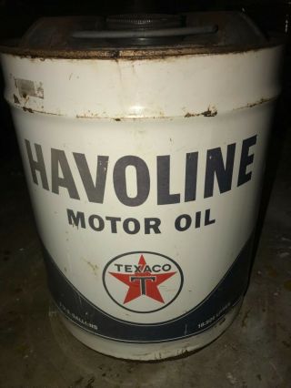 Vintage Halvoline Texaco Motor Oil Can 5 Gallon Gas Station