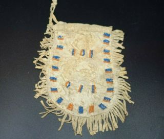 Eastern Plains Arapahoe Indian Hide Beaded Medicine Bag Native American Beadwork