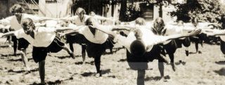 1918 Group Of Young Women Learn To Fly Its A Balancing Act Exercise Class