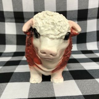 Vintage Chalkware Hereford Steer Bull Bank Nebraska Art Statuary Cow 2