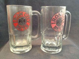 Vtg Iron City Beer Glass Mugs Anchor Hocking USA Rare 2