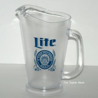 Miller Lite Plastic Draft Beer Pitcher W/ Handle Perfect For Bar,  Pool Or Cave