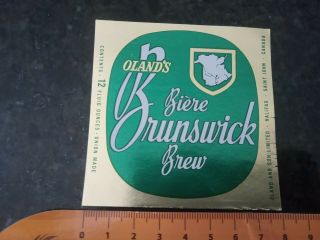 1 Beer Label Oland´s Brunswick - Oland And Son Limited Halifax Saint John Canada