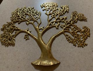 Vintage Large Brass Tree Of Life Wall Hanging Mid Century Modern 20x16.  5