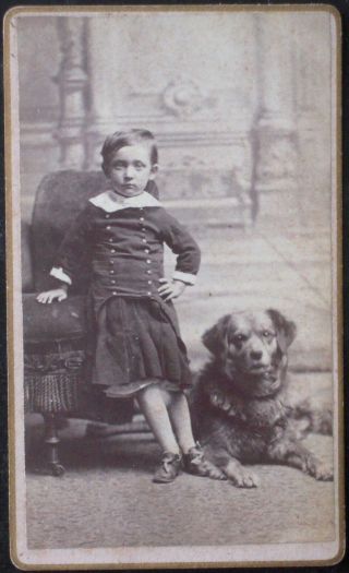 C1880 Cdv Photo Of Boy And His Dog