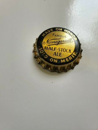 Narragansett Half Stock Beer Brewery Crown Cork Cap Cranston Ri Rhode Island