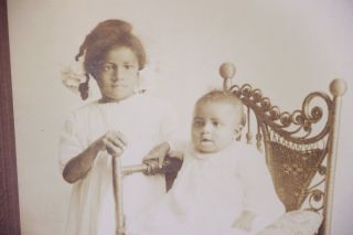 Old Cabinet Card Studio Photograph,  Two Children Of African Descent 5 1/2 " X 4 "