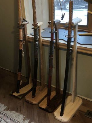 Katana Sword Military Handmade Custom Exotic Wood Stand 33”