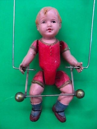 Pre War Japan Wind Up Mechanical Acrobat Celluloid Figure Circus Toy