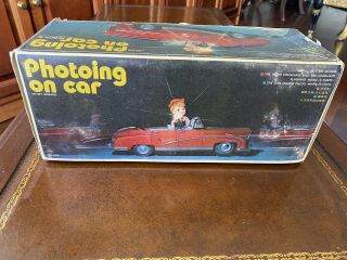 Vintage 1960s Tin Battery Operated Photoing On Car