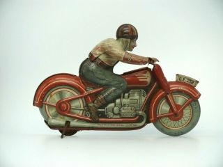 Technofix Motorcycle Tin Wind Up Toy G.  E.  258 Us Zone Germany