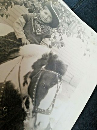 Vintage Photograph of LITTLE COWBOY Boy on a PINTO PONY 7.  25 
