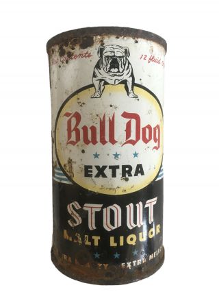 Bull Dog Extra Stout Malt Liquor Flat Top Beer Can California Brewing Co.  1950’s
