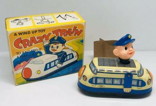 Crazy Train St Wind Up Tin Toy Yone No.  2164 Made In Japan