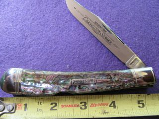 Winchester Cartridge Series 2000 Abalone Big Pig Sticker Lockback Knife.