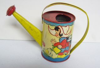 Vintage Tin Litho Toy Watering Can - Ohio Art - Little Dutch Boy & Girl