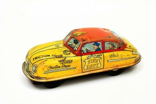 Vintage Marx N209 No.  1 Fire Dept.  Chief Friction Drive Tin Toy Car Yellow & Red