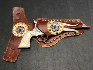 Hubley Cowboy Cap Gun Leather Holster Carnell Roundup Toy Die Cast Vintage
