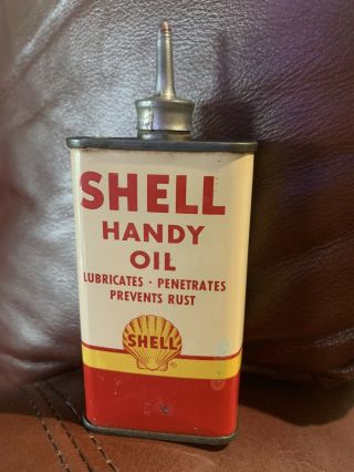 Vintage Shell Handy Oil - 4oz.  Handy Oiler - Lead Top/no Cap - Early Can