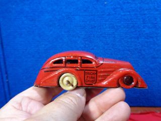 Vintage Marx Tin Toy Wind Up Tricky Fire Chief Car.  Box - H